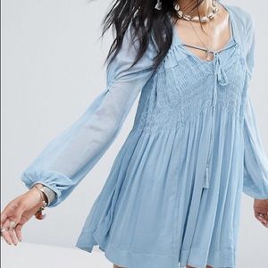 Free People Lini smocked self-tie dress